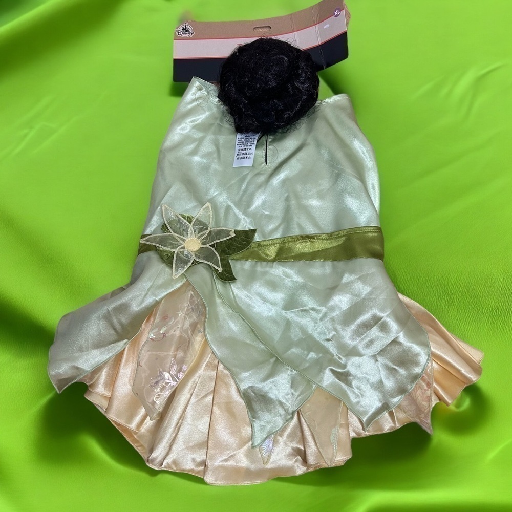 Disney Tiana Pet Costume NEW XL Tails Princess and the Frog Green Wig Dog